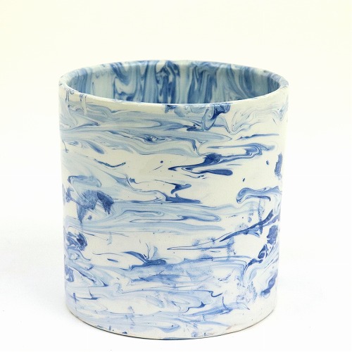 マーブル柄陶器 穴1.5CM H15 W15 青