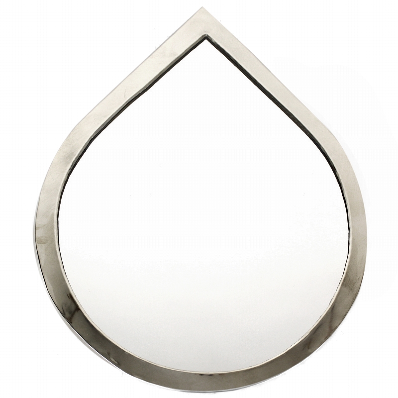 メタル鏡 しずく 縁太 大 シルバー