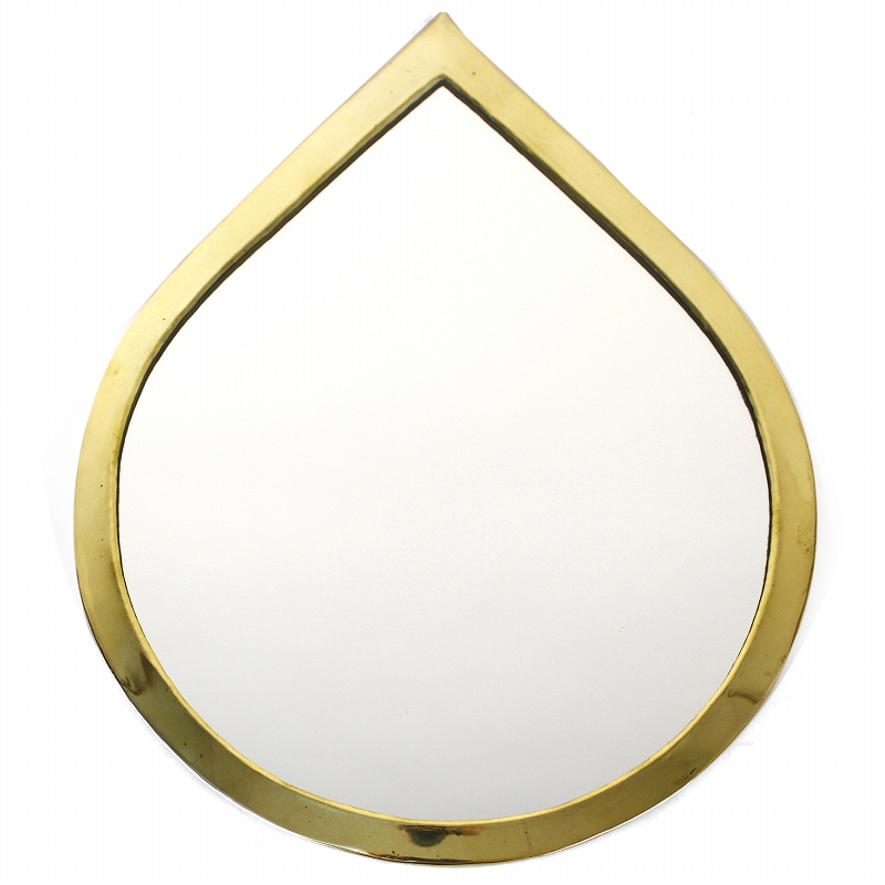 メタル鏡 しずく 縁太 大 ゴールド