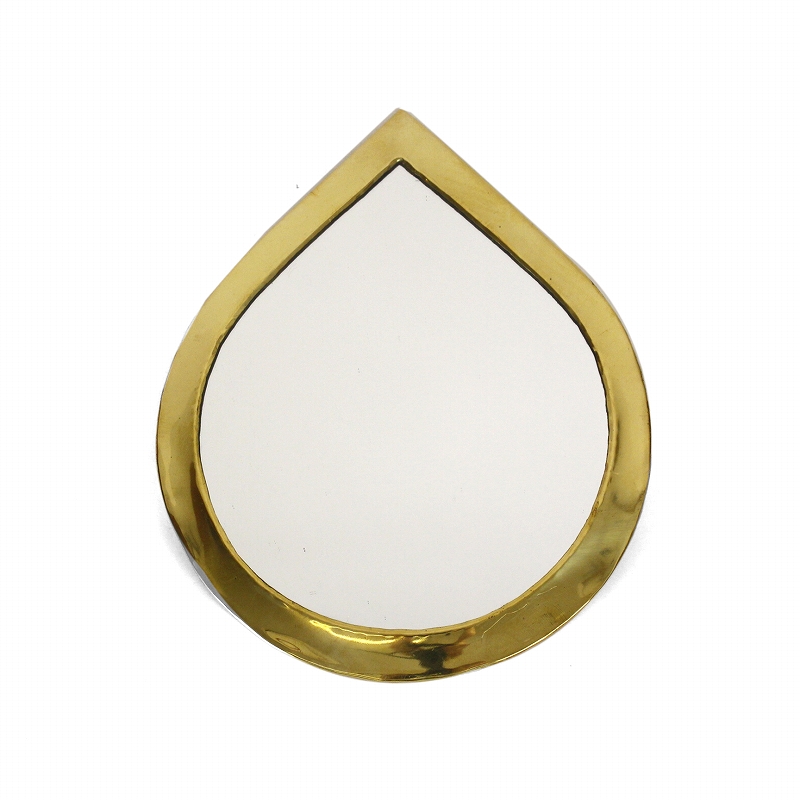 メタル鏡 しずく 縁太 小 ゴールド