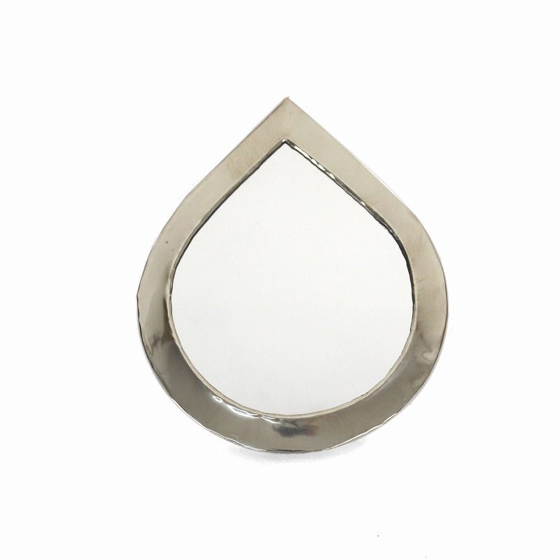 メタル鏡 しずく 縁太 ミニ シルバー