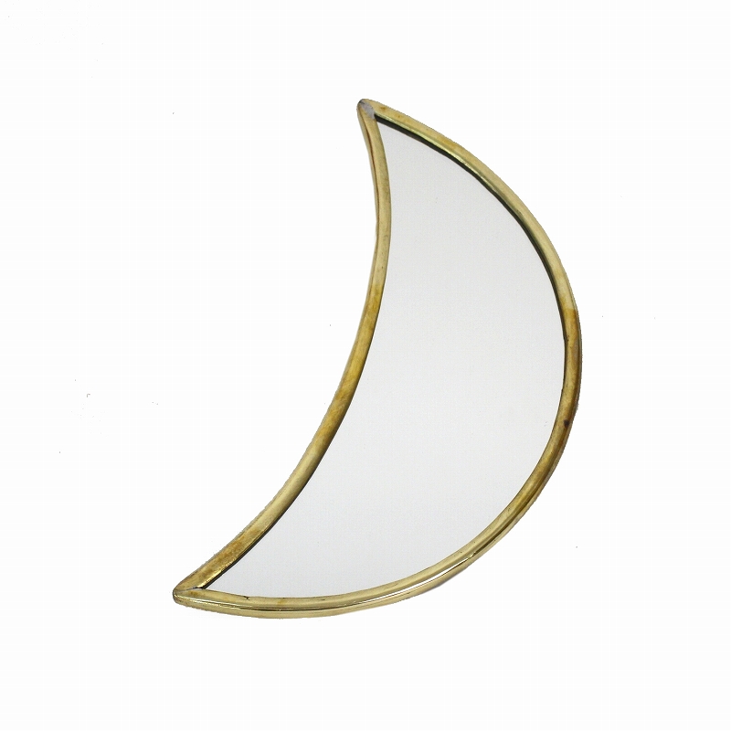 メタル鏡 月 縁細 小 ゴールド