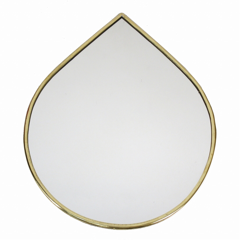 メタル鏡 しずく 縁細 大 ゴールド