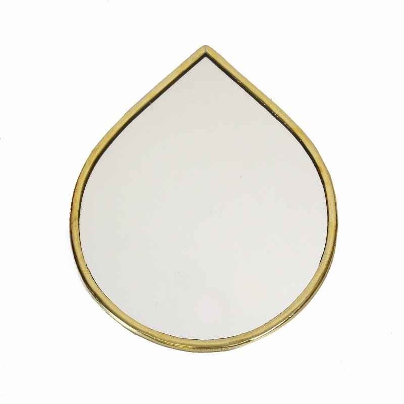 メタル鏡 しずく 縁細 小 ゴールド