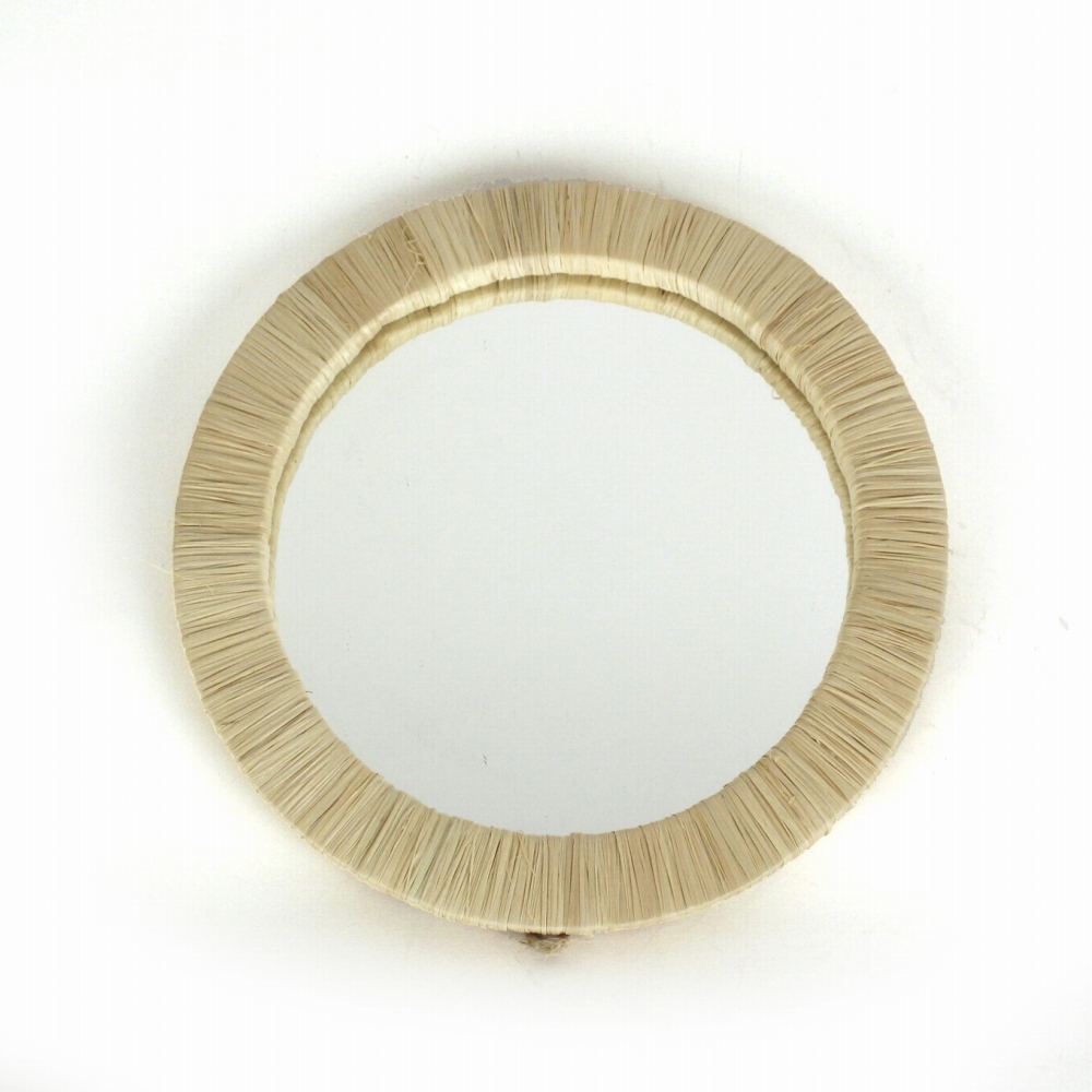 ラフィア装飾鏡 円 中