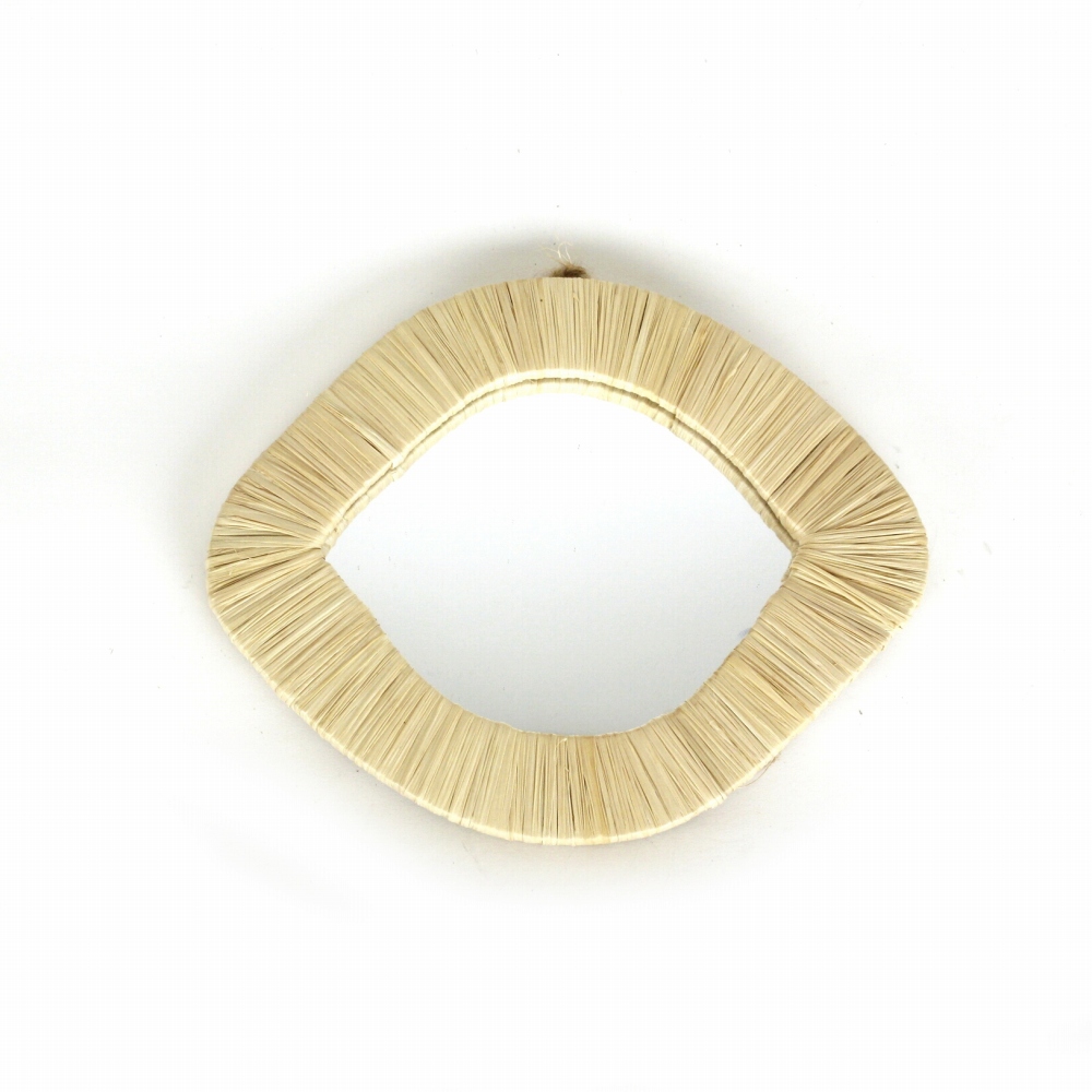 ラフィア装飾鏡 目 小