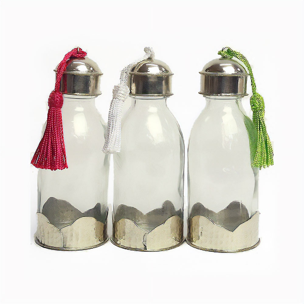 メタル装飾ガラス小物入ポンポン付 120ml