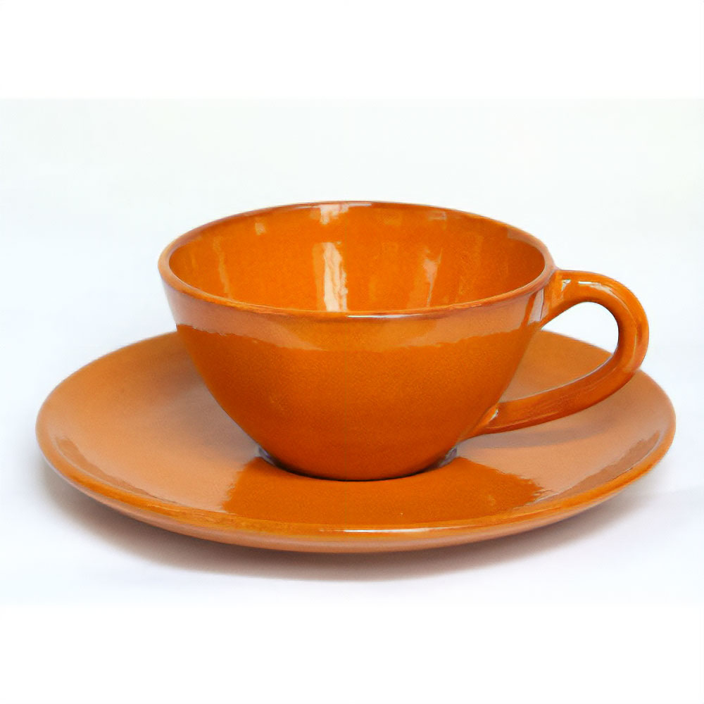 AKKAL 陶製 コーヒーカップ大 径10 オレンジ