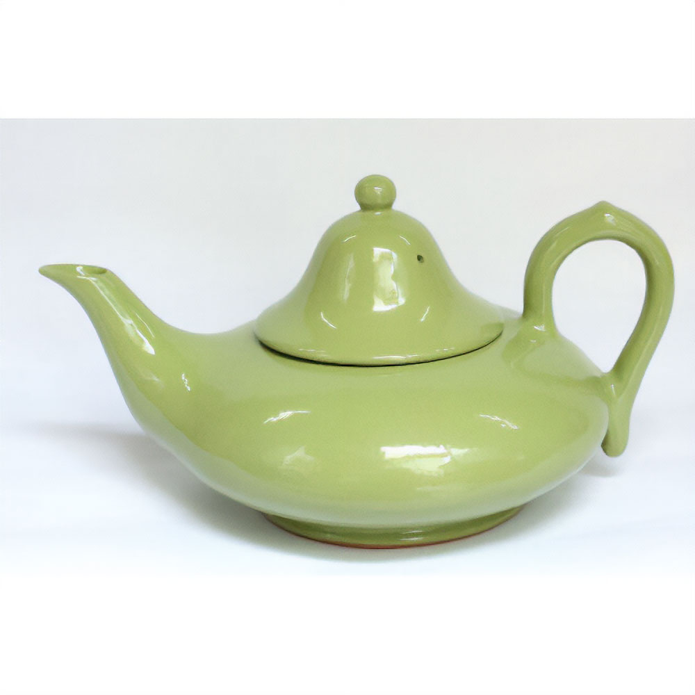 AKKAL 陶製 ティーポット H8.5 径8 キミドリ