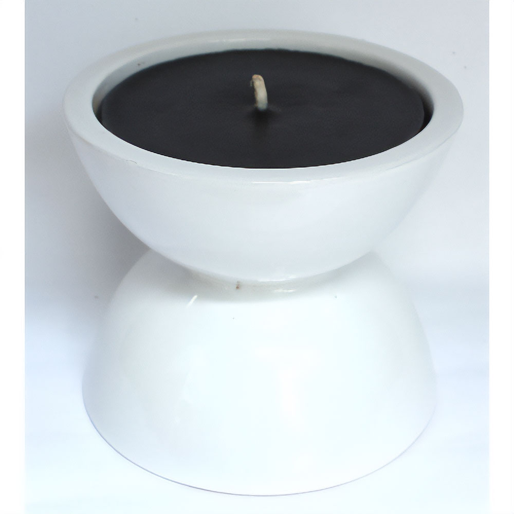 AKKAL 陶製 ジグザグ蝋燭立て 径20 ホワイト