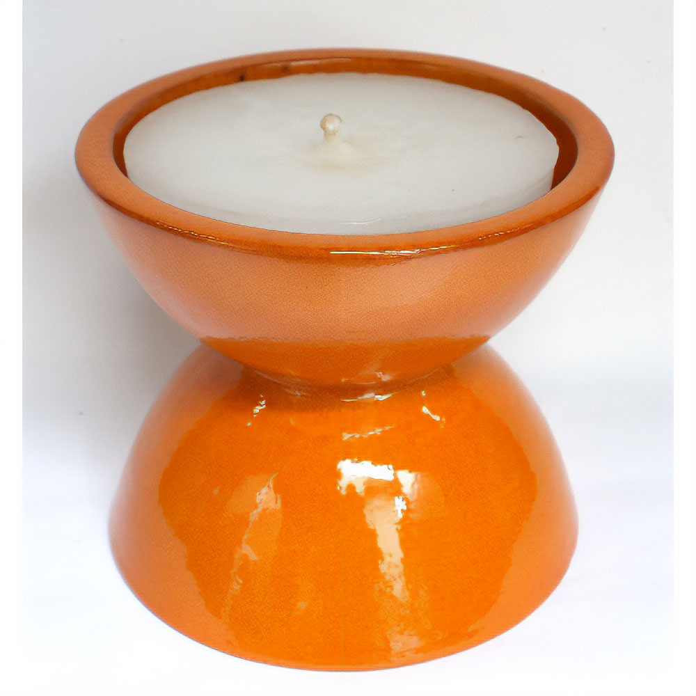 AKKAL 陶製 ジグザグ蝋燭立て 径20 オレンジ