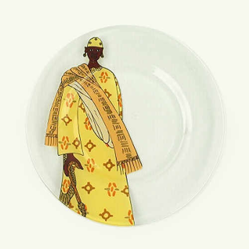 【SALE】セネガルガラス絵 皿 小 黄/男 @3900→2500円