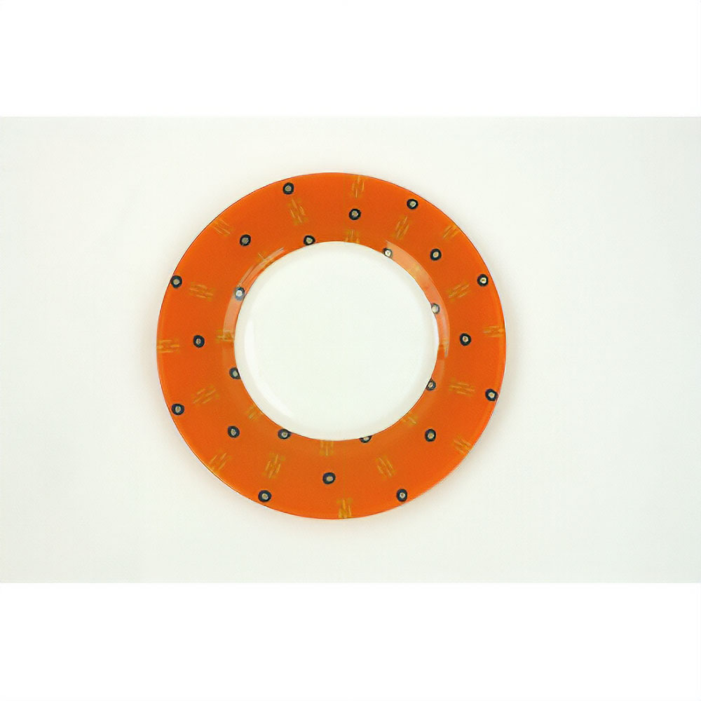 【SALE】セネガルガラス絵 皿 小 オレンジ/丸 @3900→2500円