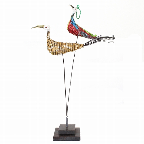 セネガル リサイクル鳥オブジェ ASSAN DEME  2羽 H70CM 02 一点もの