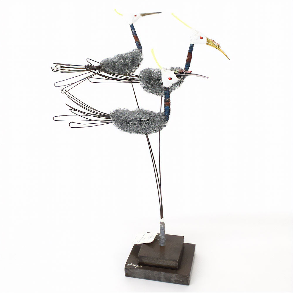 セネガル リサイクル鳥オブジェ ASSAN DEME  3羽 H70CM 01 一点もの
