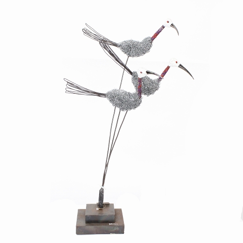 セネガル リサイクル鳥オブジェ ASSAN DEME  3羽 H70CM 02 一点もの