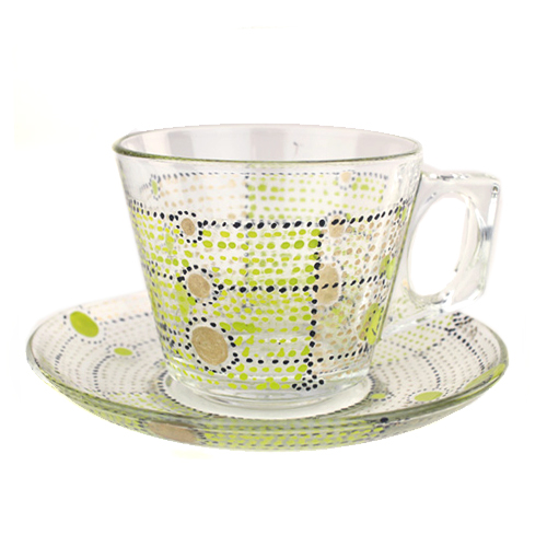 【SALE】NAAJ ドットペイント ティーカップ ソーサー 黄緑 @5500→3800円