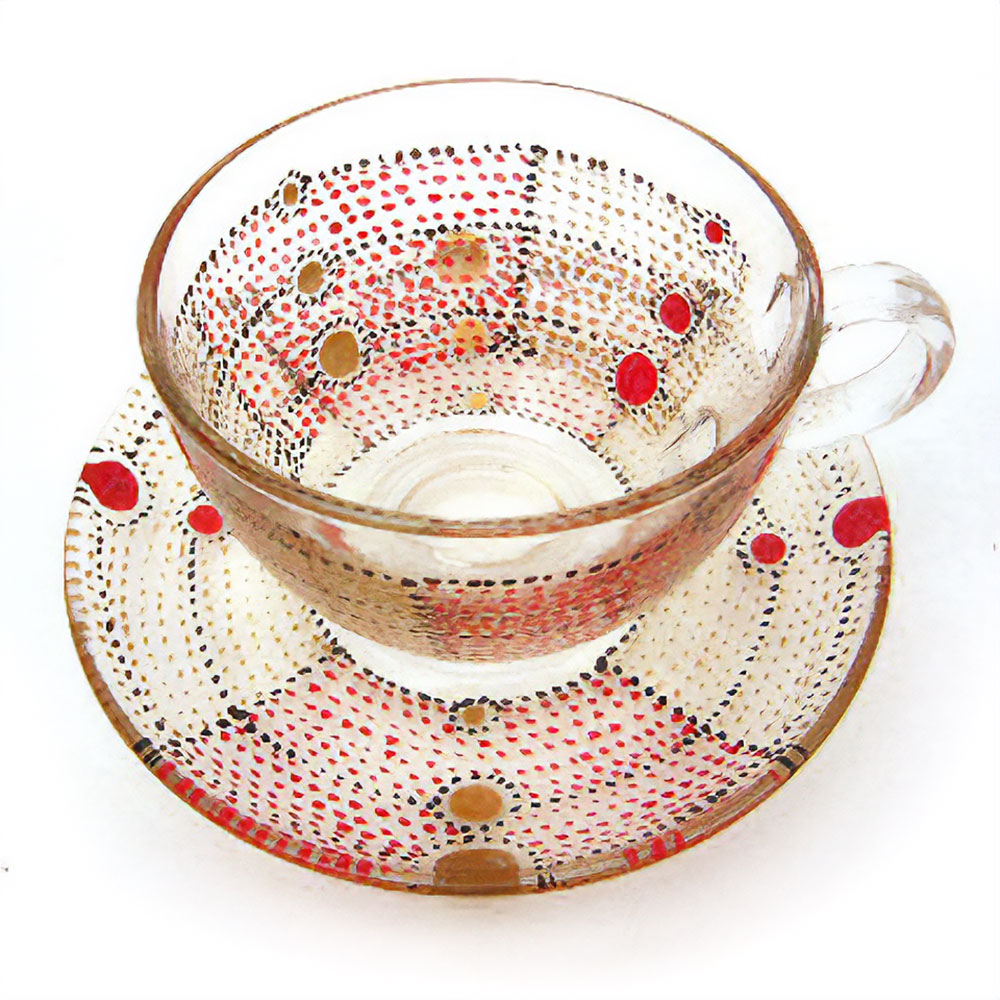 【SALE】NAAJ ドットペイント ティーカップ ソーサー 丸  赤 @5500→3500円