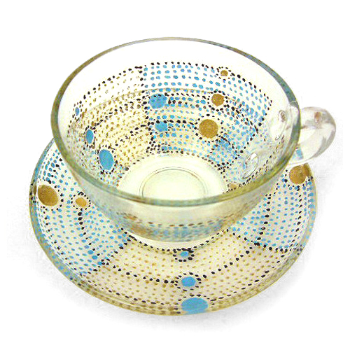 【SALE】NAAJ ドットペイント ティーカップ ソーサー 丸  サックス @5500→3500円