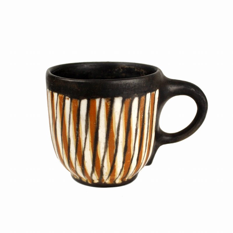 ムコノビエンタロ陶器 カップ 中 0668 ストライプオレンジ