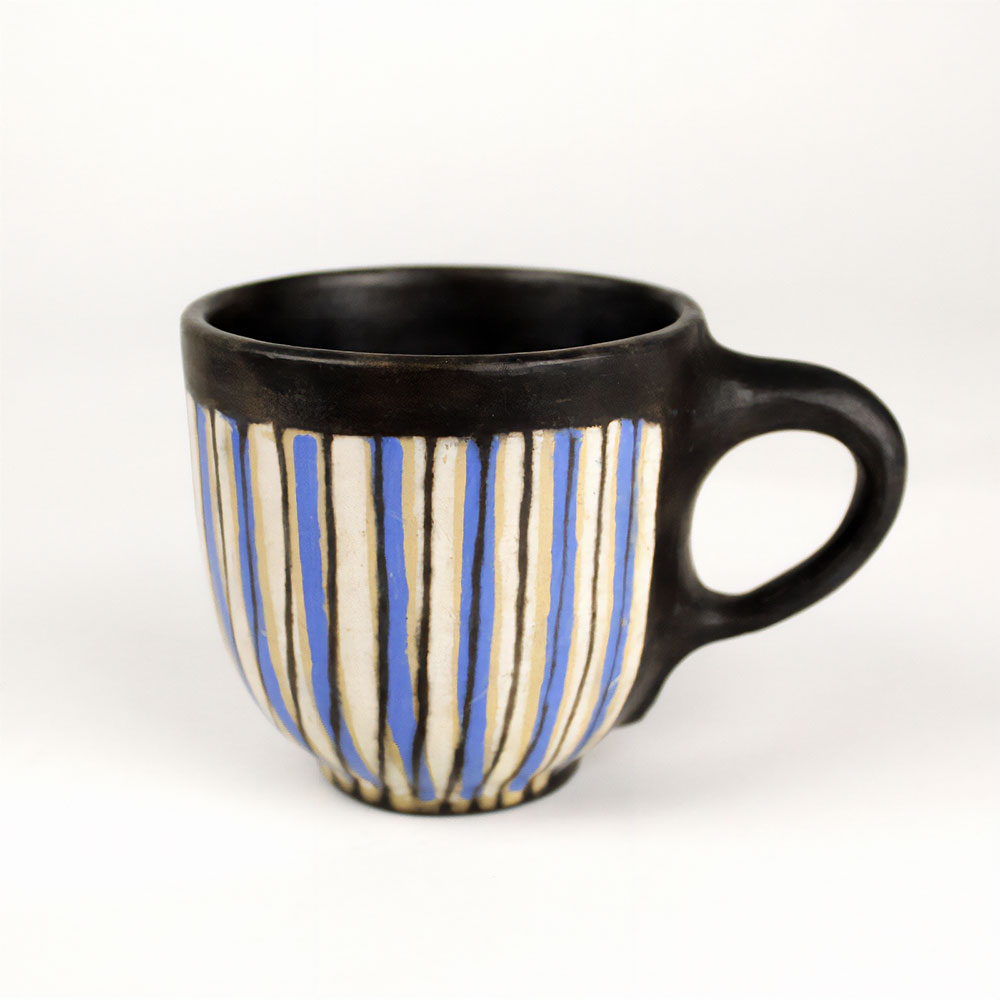 ムコノビエンタロ陶器 カップ 中 0680 ストライプブルー