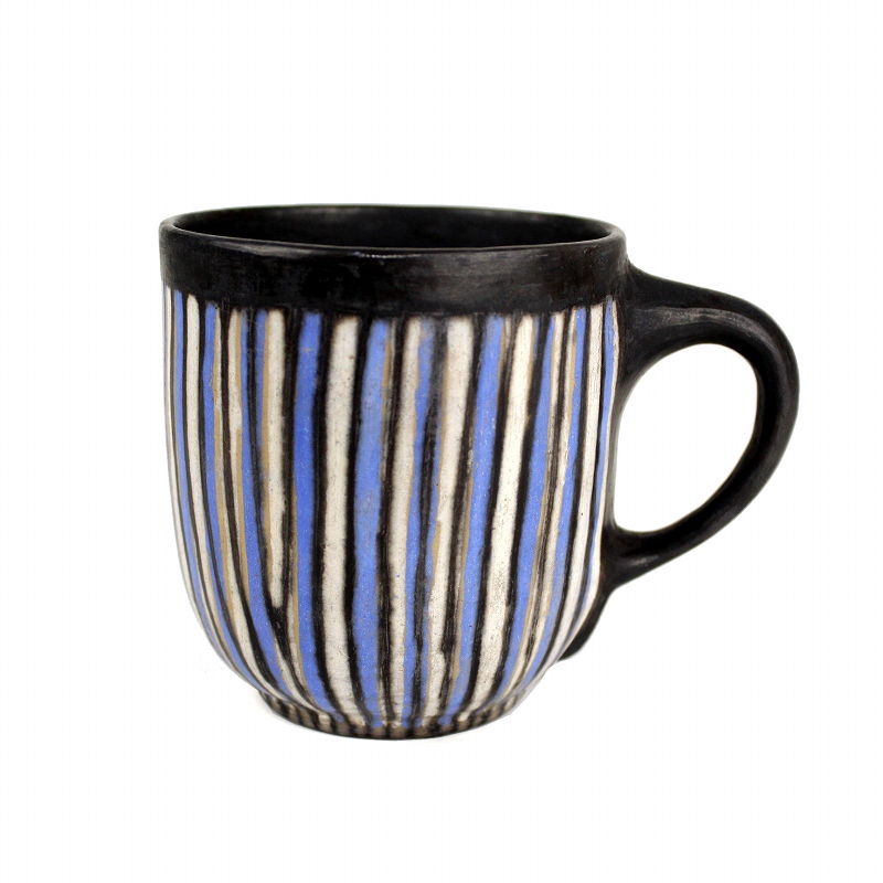 ムコノビエンタロ陶器 カップ 大 0680 ストライプブルー