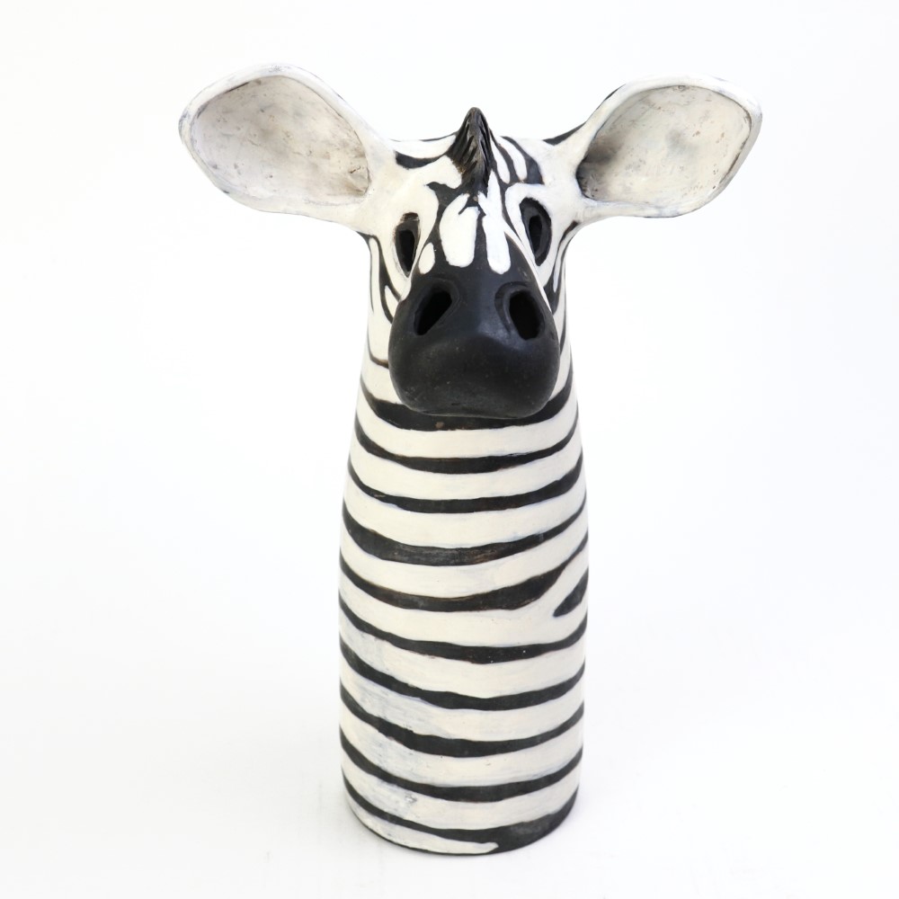 ムコノビエンタロ陶器 花瓶動物ヘッド 大 シマウマ