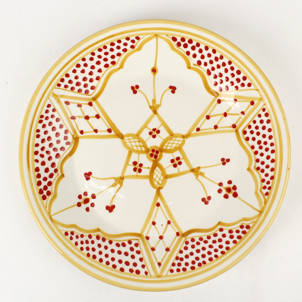 スラマ陶器 手描き平皿 D24 イエロー