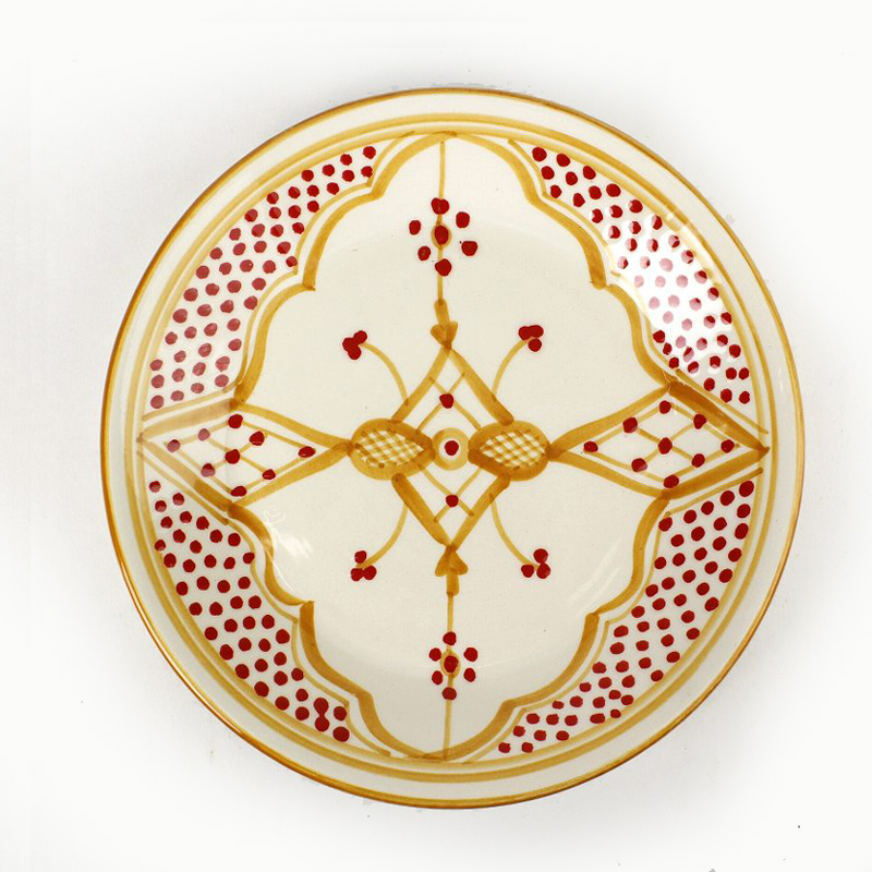 スラマ陶器 手描きデザート皿 D20 イエロー