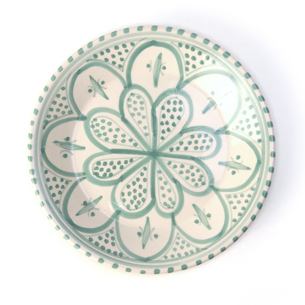 スラマ陶器 手描きデザート皿 D20 アーモンドグリーン
