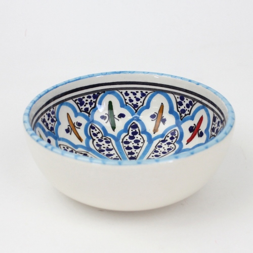 スラマ陶器 手描きボウル D12 ターコイズ