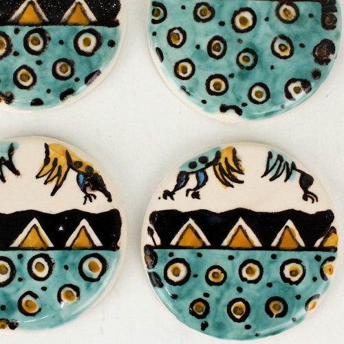 チュニジア手描き コースター 径9 03