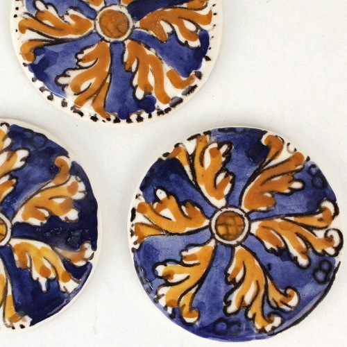 チュニジア手描き コースター 径9 06