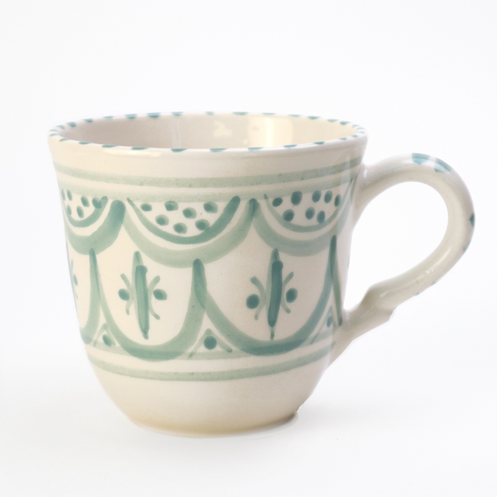 スラマ陶器 手描きマグカップ アーモンドグリーン