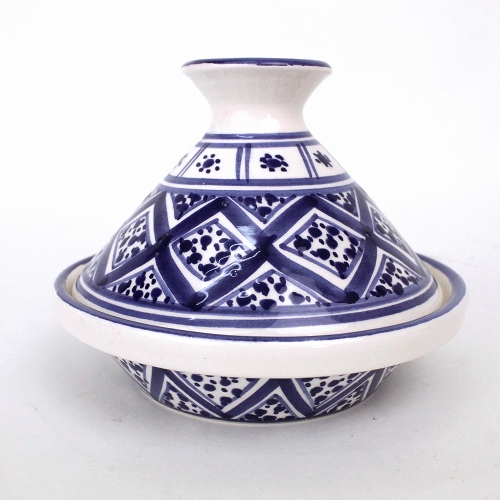 スラマ陶器 手描きミニタジン パピヨンブルー