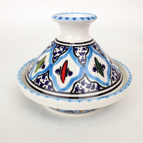 スラマ陶器 手描きミニタジン ターコイズ