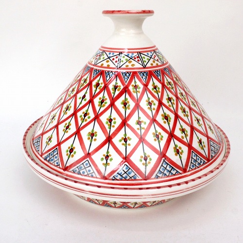 スラマ陶器 手描きタジン D30 赤