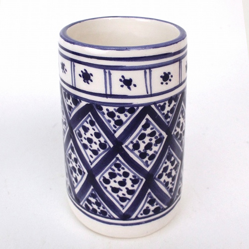 スラマ陶器 手描きコップ パピヨンブルー