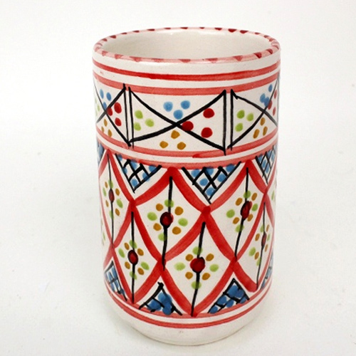 スラマ陶器 手描きコップ 赤
