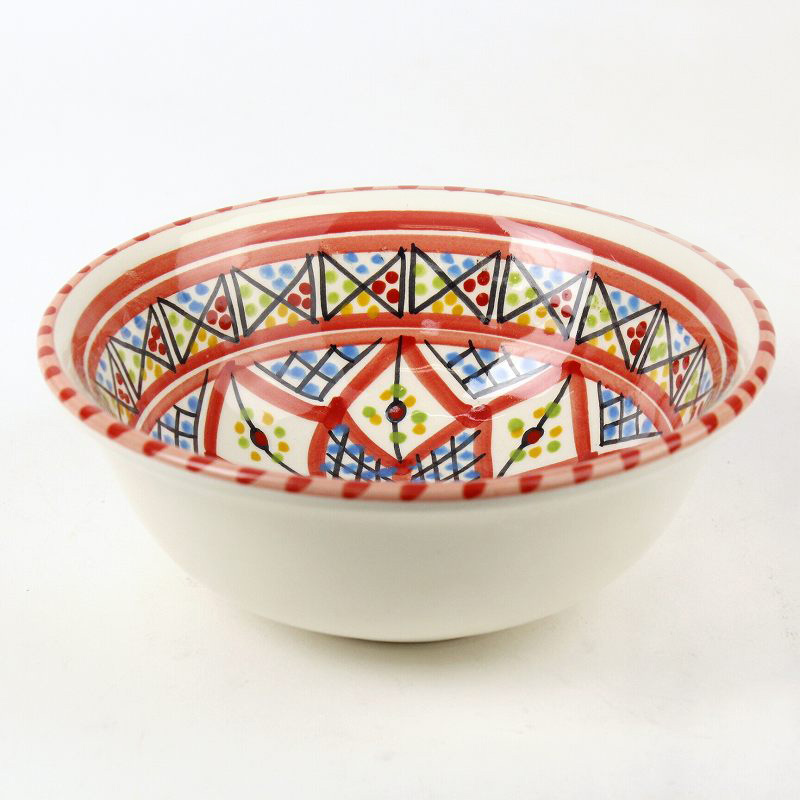 スラマ陶器 手描きボウル D15 赤