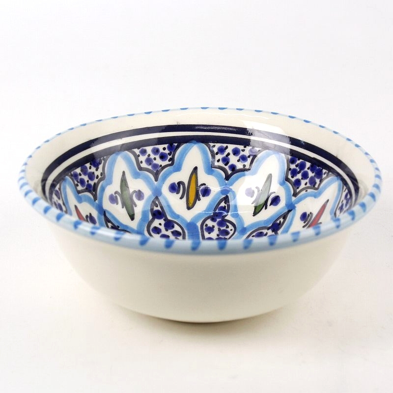 スラマ陶器 手描きボウル D15 ターコイズ