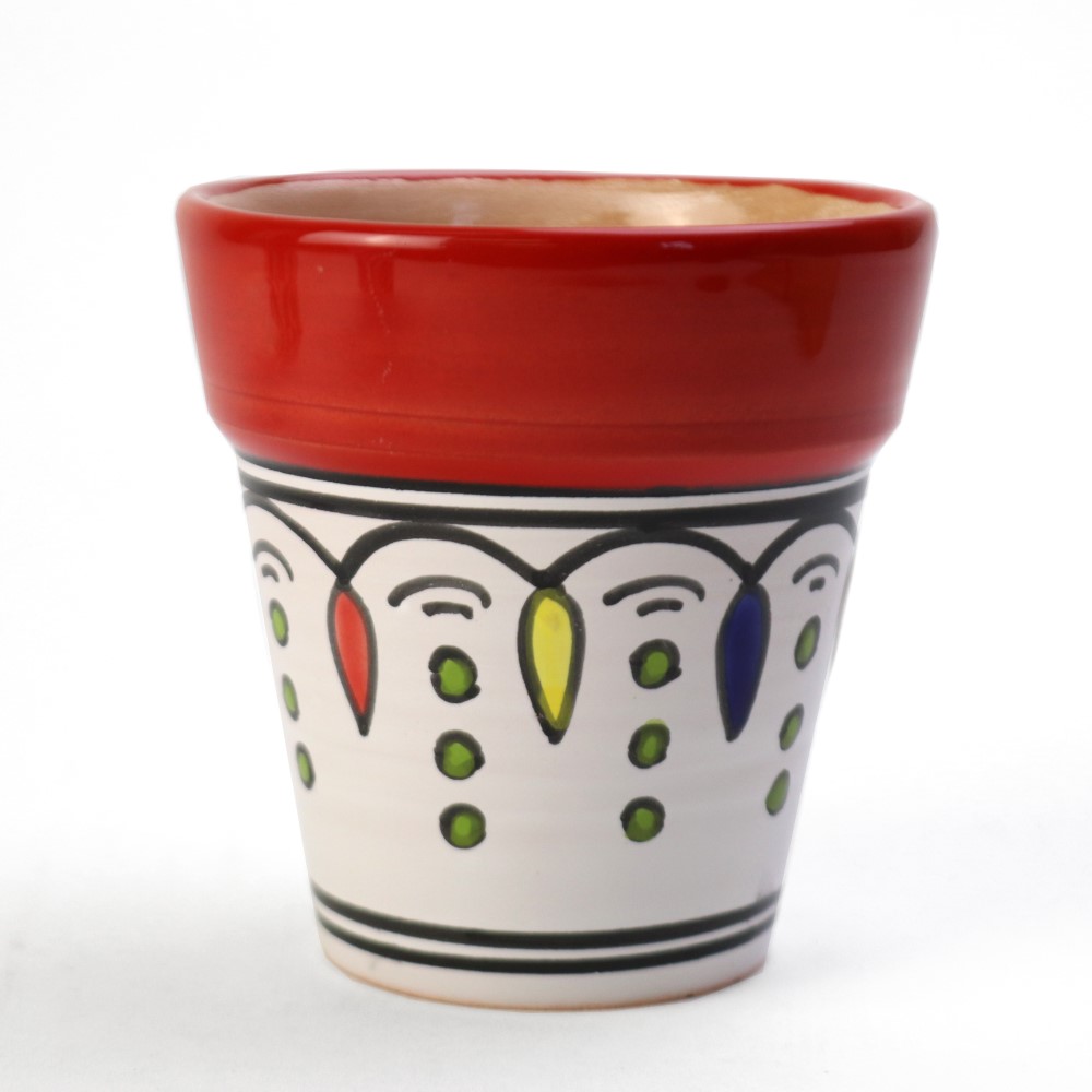 スラマ陶器 手描ガーデンポット ミニ  赤