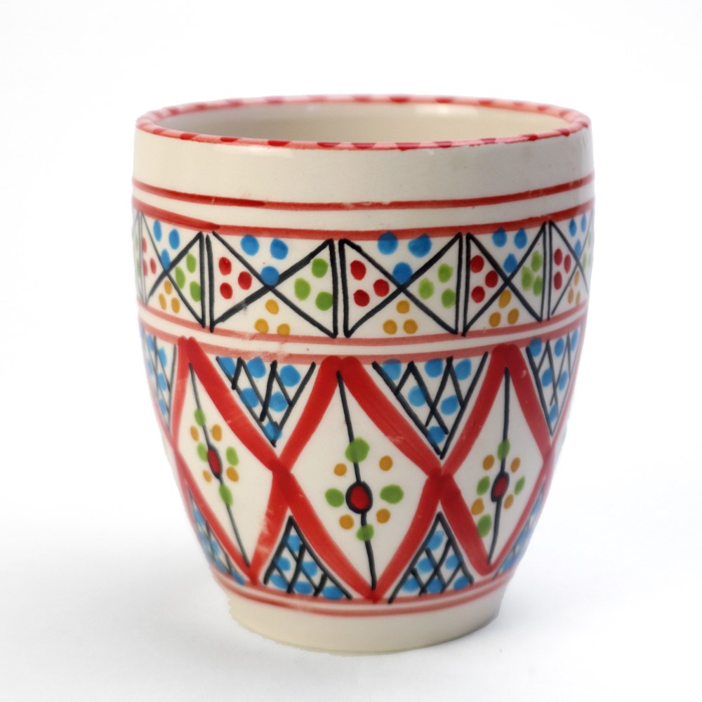 スラマ陶器 手描ガーデンポット 中 赤