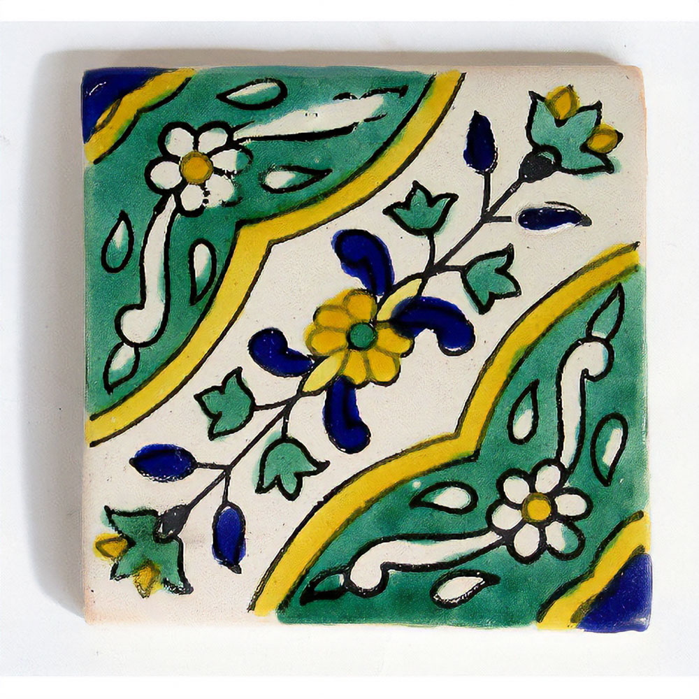 LA MAISON チュニジア手描きタイル 10x10 厚 02B  MERSIN VERT