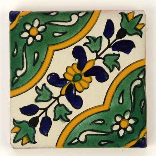 LA MAISON チュニジア手描きタイル 10x10 厚 02  MERSIN VERT