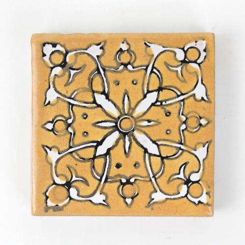 GARBI 手描きタイル 厚 16 黄.5x5