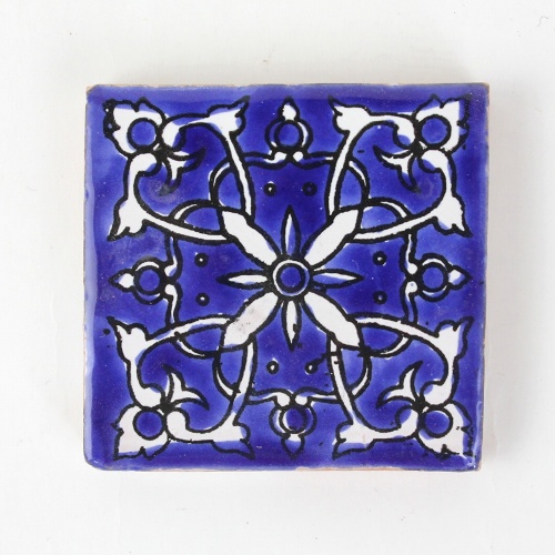 GARBI 手描きタイル 厚 16 青.5x5