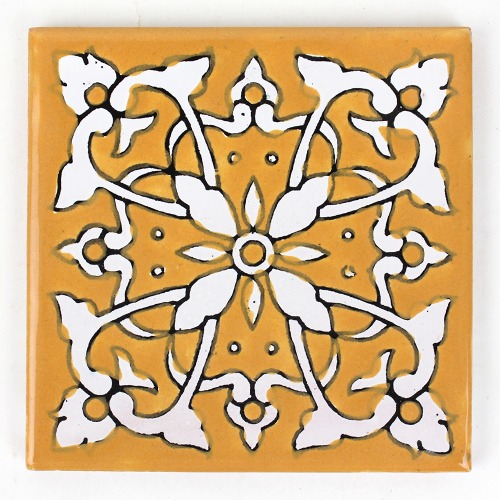 GARBI 手描きタイル 薄 17 黄 10x10