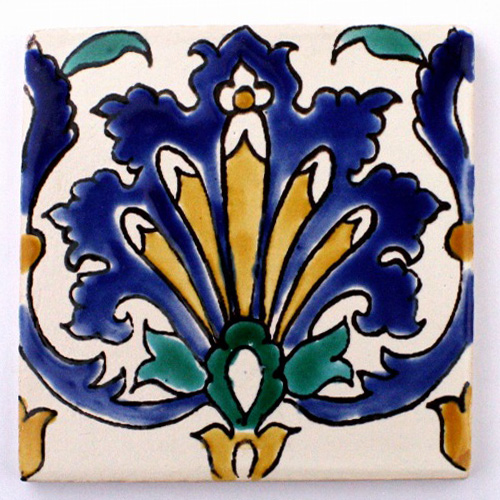 CARO チュニジア手描きタイル 部分艶消し 10x10 薄 06