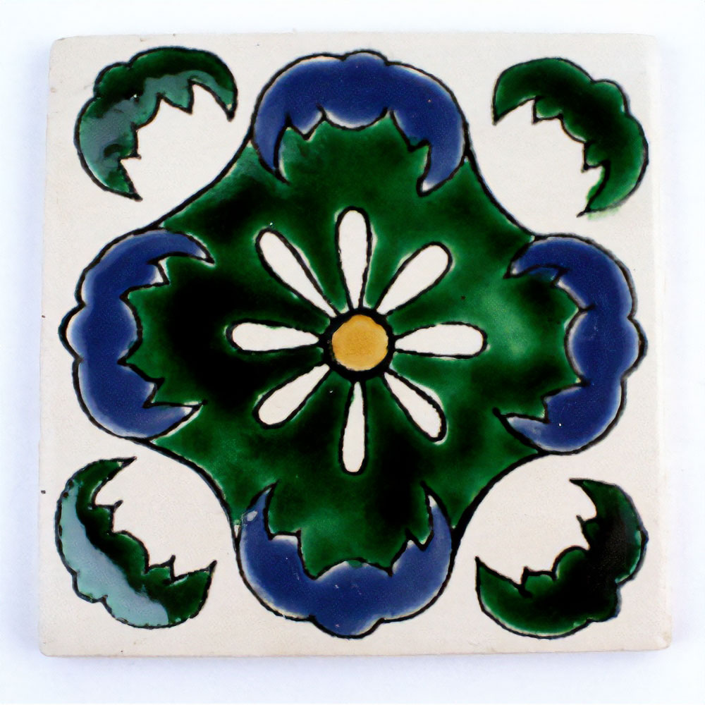 CARO チュニジア手描きタイル 部分艶消し 10x10 薄 09